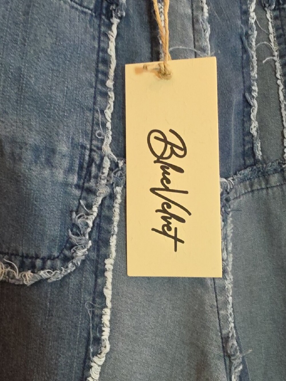 155p Blue Velvet Patchwork Wide-Leg Jeans - Washed Blue - Picture 5 of 15